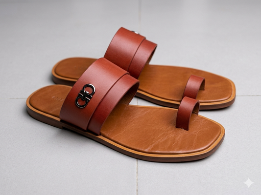 The Signature Toe-strap Leather Slide