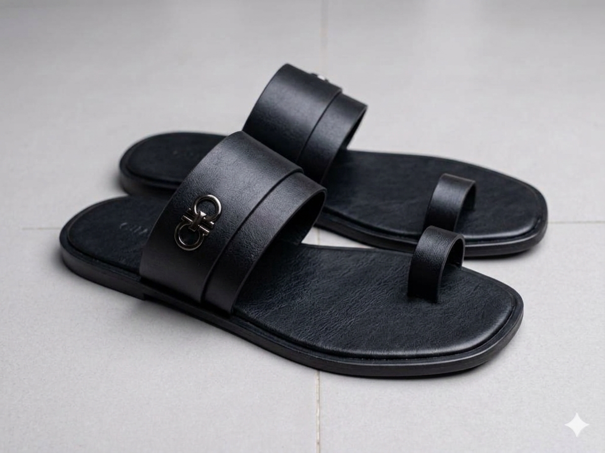 The Signature Toe-strap Leather Slide